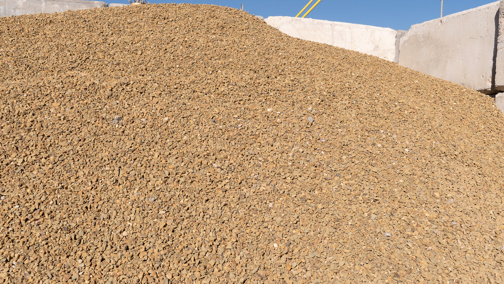 Gold 1/2 inch decorative rock, pile at the Rock-It yard