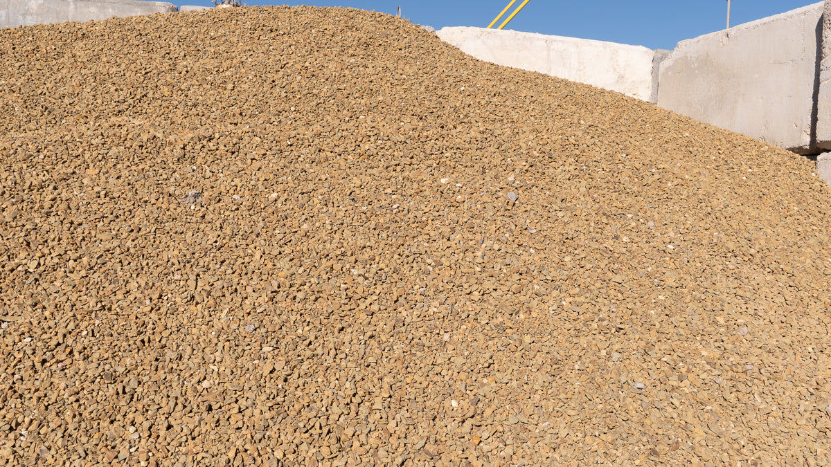 Gold 1/2 inch decorative rock, pile at the Rock-It yard