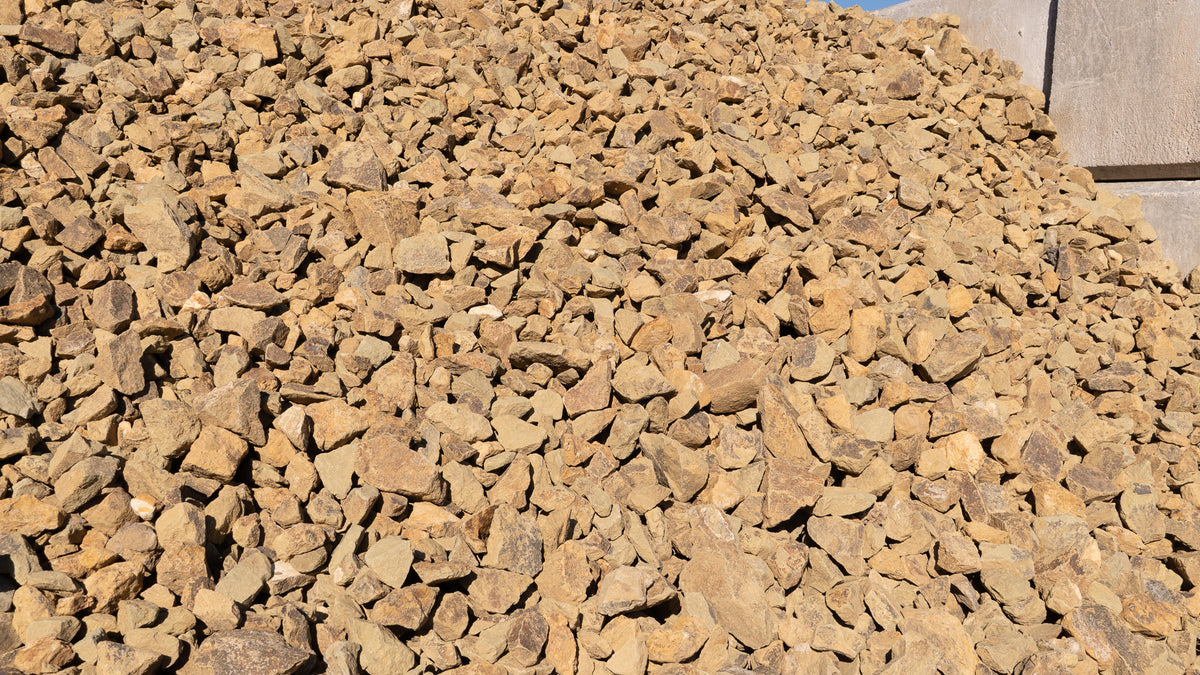 Gold Chunky decorative rock, pile at the Rock-It yard