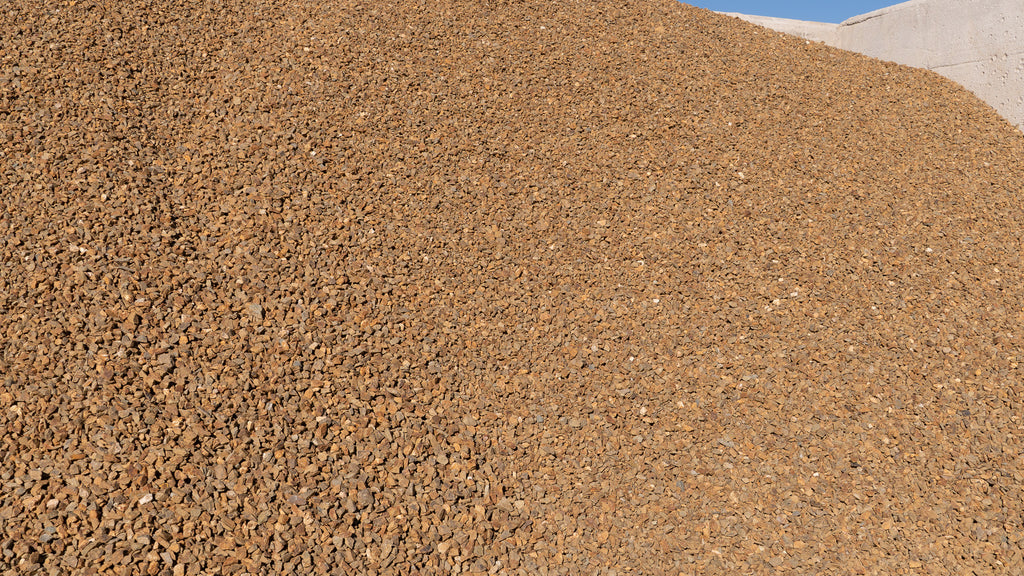 Mocha 1/2 inch decorative rock, pile at the Rock-It yard