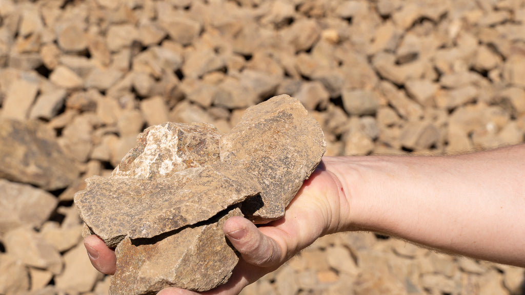 Mocha Chunky decorative rock, handful showing size