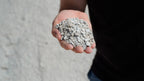 White Chat decorative rock, handful showing size